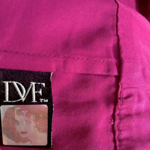 DVF Faustine Dress Cotton V-neck Magenta Fucsia Long Sleeve Pin Tuck Size 12 EUC - Picture 4 of 8